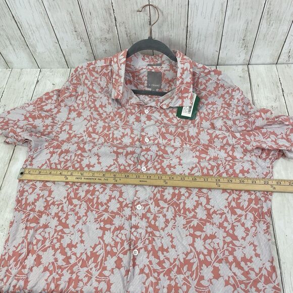 A-Frame Shirt Mens XL Slim Short Sleeve Button Up Pinky /Peach Floral NWT - Picture 7 of 8